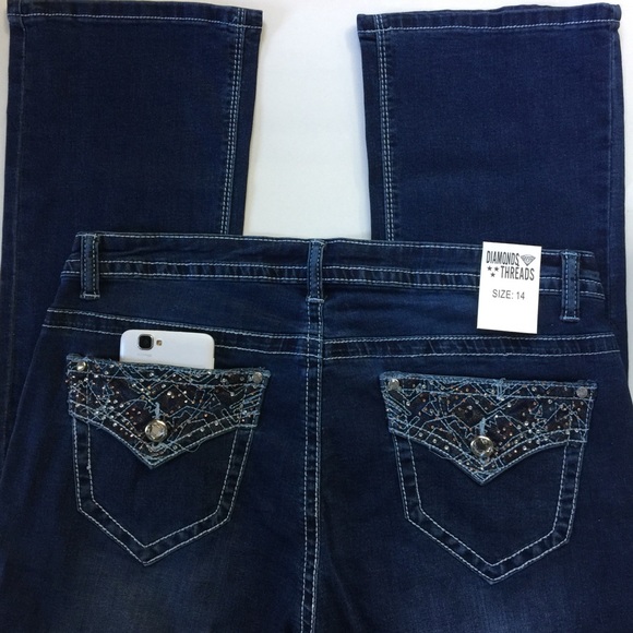 Diamonds& Thread Boot “Cell Phone” Flap Jean 14 18 - Picture 7 of 8